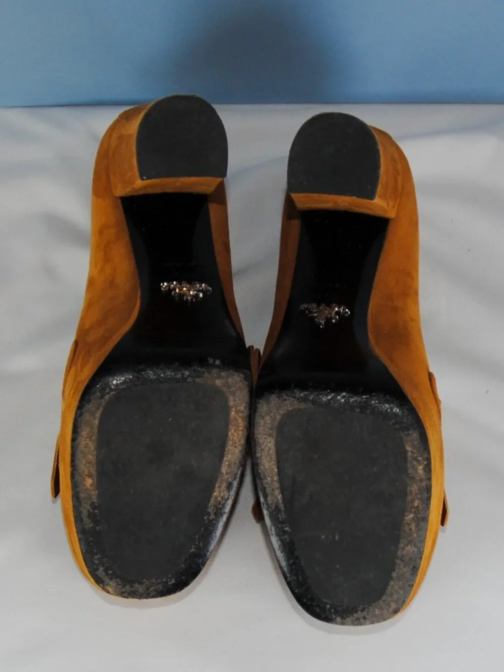 Prada Caramel Suede Fringe Platform Loafers Size 37.5